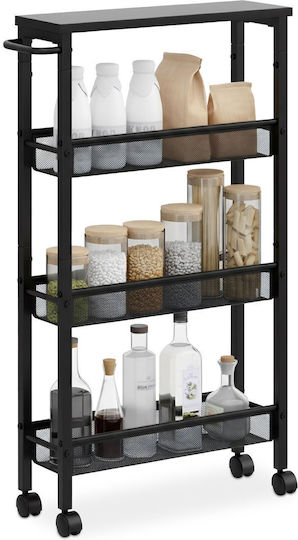 Relaxdays Floor Bathroom Shelf Metal with 4 Shelves 77x13x45.5cm Black