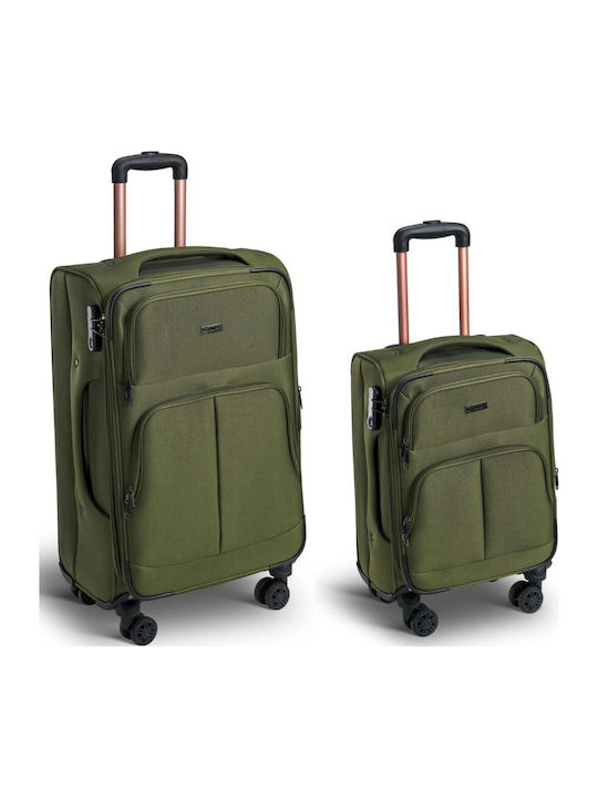 Xplorer Fabric Khaki Suitcases with 4 Wheels Se...