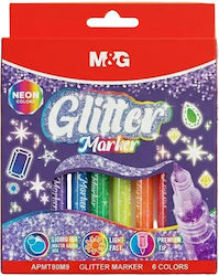 M&G Ακρυλικοί Μαρκαδόροι Glitter Neon Σετ 6τμχ