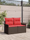 Zweisitziges Outdoor-Sofa Rattan mit Kissen 141x62x69cm