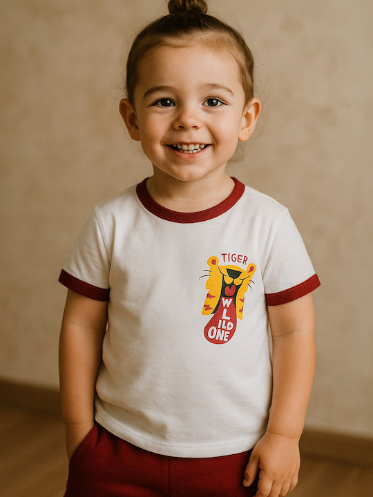 Set De Îmbrăcăminte Pentru Copii Cu Pantaloni Scurți Vară 2 Bucăți Burgundy
