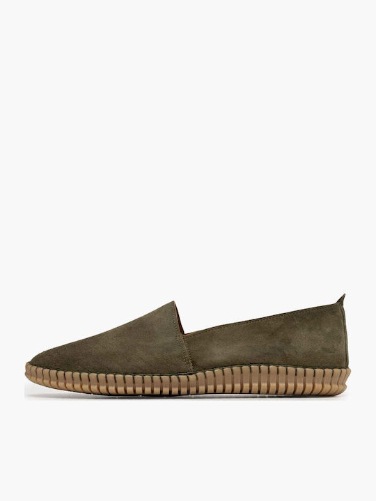Kalogirou Suede Men's Loafers in Green Colour