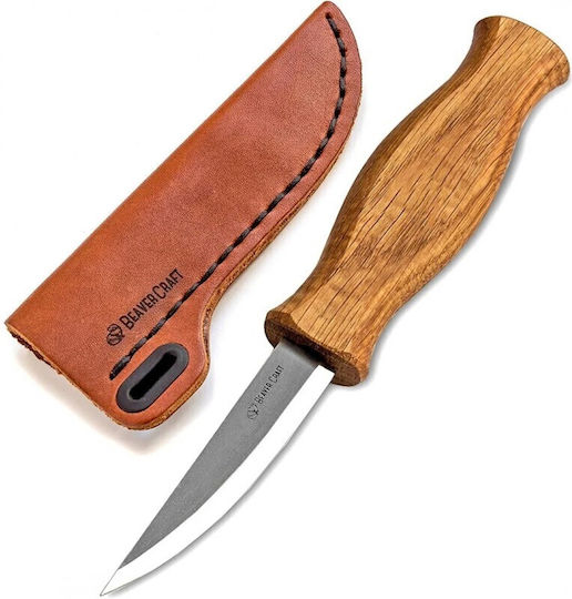 Whittling Sloyd Knife Oak Handle In Leather Sheath Beavercraft C4s