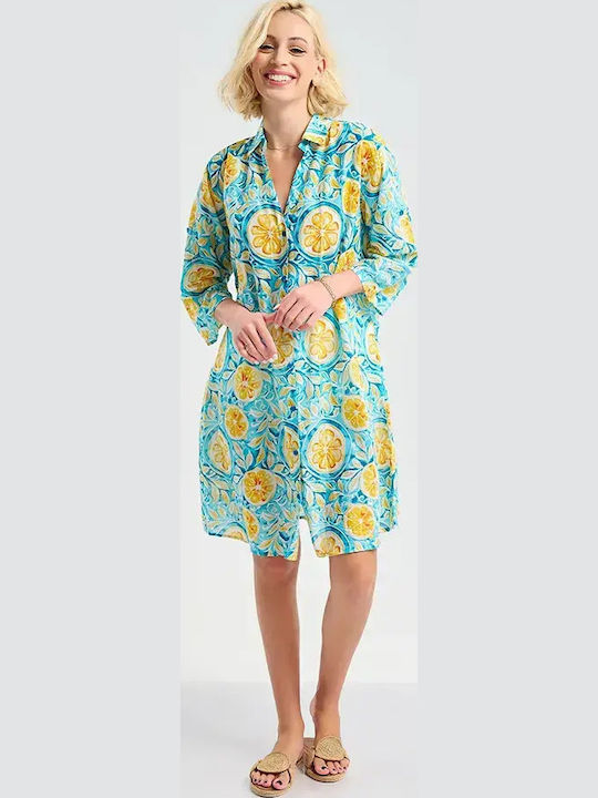 Ble Resort Collection 100% Women's Turquoise Beach Caftan