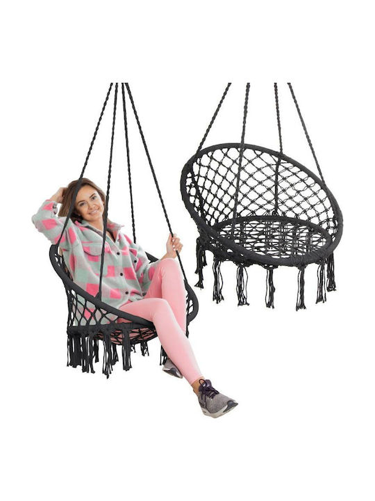 Swing Armchair with Stand and Pillow Fabric Gray Load Capacity up to 120kg L80xW80xH60cm