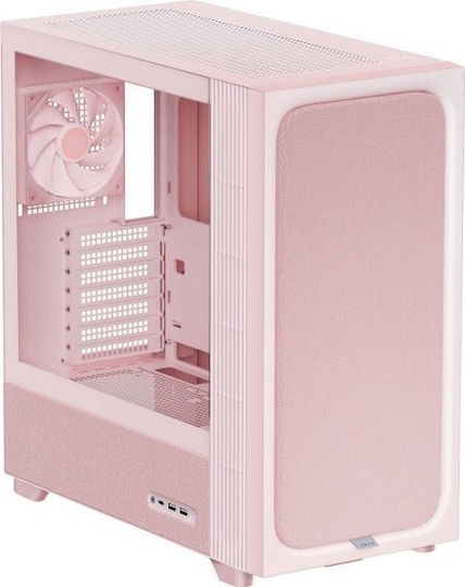 Tryx Flova F50 Gaming Midi Tower Κουτί Υπολογιστή με Πλαϊνό Παράθυρο Ροζ