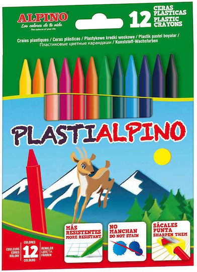 Alpino Plastic Wax Crayons Cardboard Box 12 Colors Box Alpino Plastic