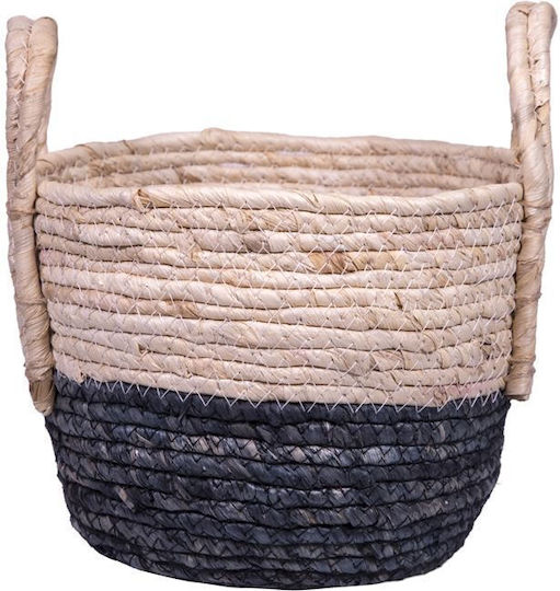 Decorative Wicker Basket with Handles Beige 33x33x26cm