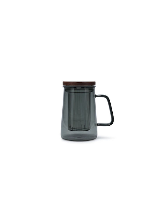 Salt & Pepper Glas Tasse Mit Deckel Graue 630ml
