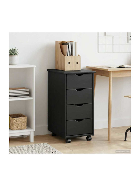 Office Drawer Made of Solid Wood Gray 34x39x65.5cm