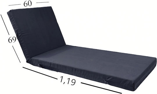 Politishome Waterproof Sunbed Cushion with Backrest Black 60x188cm