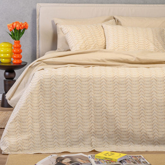 24home.gr Ultra Line Melinen Подредба Чаршафи Единични 170x270см Охра 3 Бройки