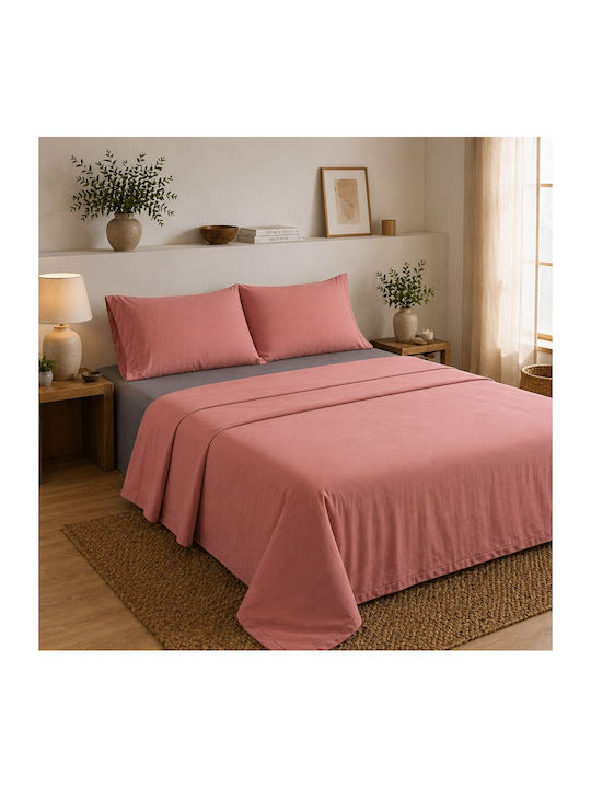 Oxford Home Bed Sheets Set Double 240x260cm Dusty Pink (4pcs)