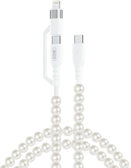XO USB to Type-C / Lightning Cable 3A Λευκό 1m 16.005.0417