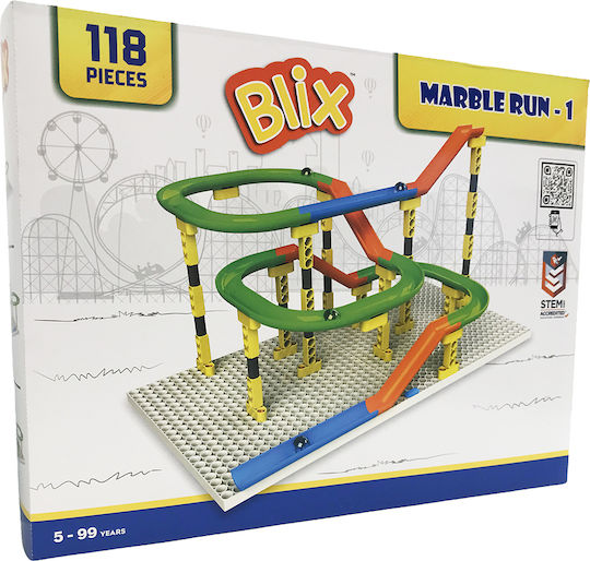 Blix Educational Building Blocks Marble Run for 5+ Years 118 Pieces