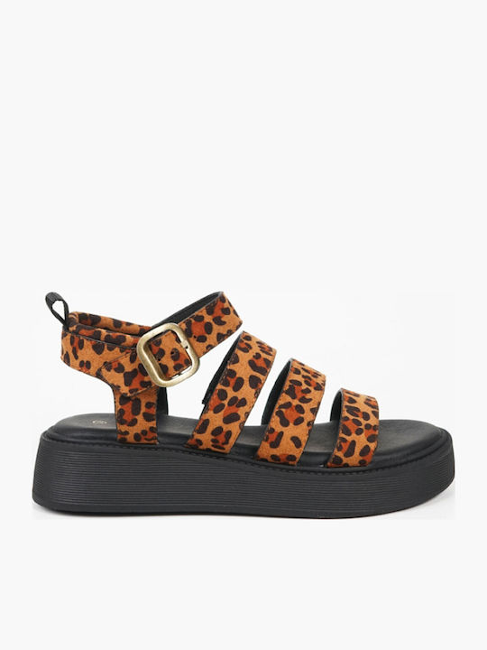 Alta Moda Δερμάτινα Γυναικεία Σανδάλια Leopard