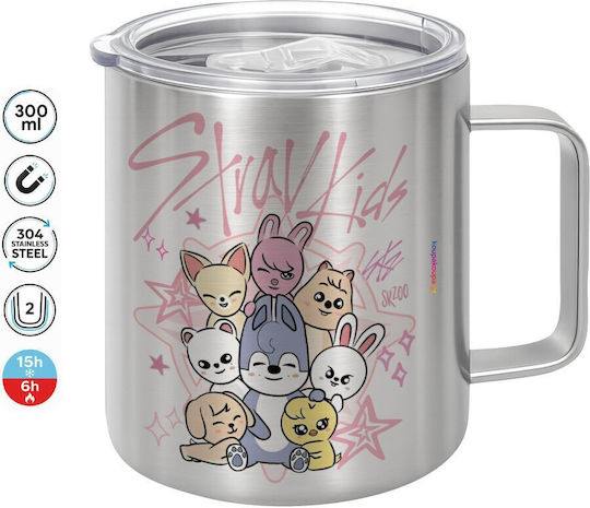 Koupakoupa Stray Kids Pink Metallic Mug With Lid 300ml
