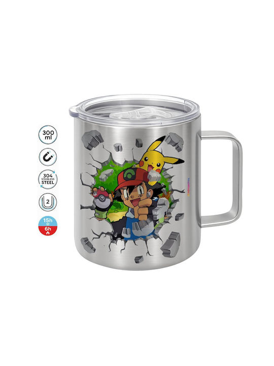 Koupakoupa Pokemon Brick Κούπα Μεταλλική με Καπάκι Καφέ 300ml