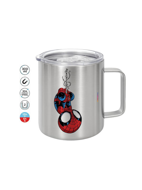 Koupakoupa Spiderman Upside Down Cană Metalică Cu Capac Maro 300ml