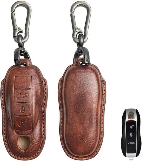 Leather Car Key Case Porsche 3 Buttons