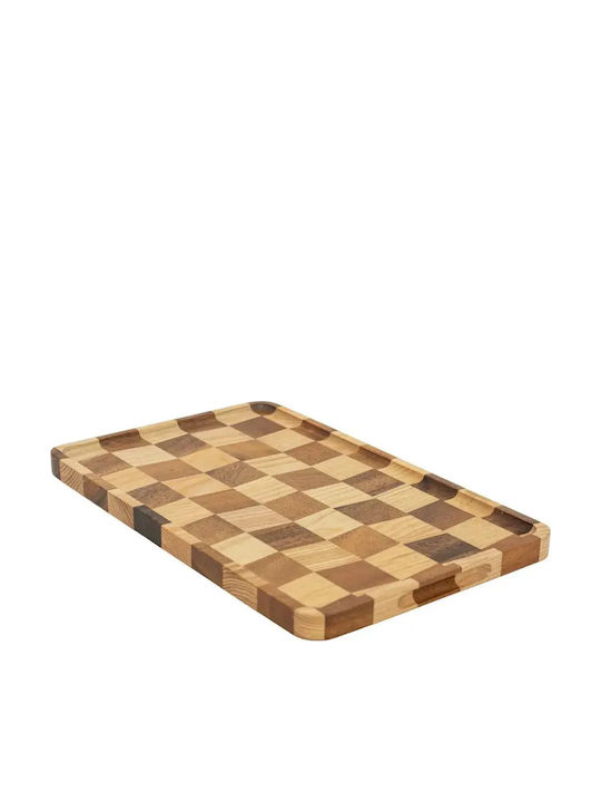 Ξύλινα Ορθογώνια Πιάτα End Grain Ακακίας & Rubberwood Με Τοίχωμα 38x24 Εκ.