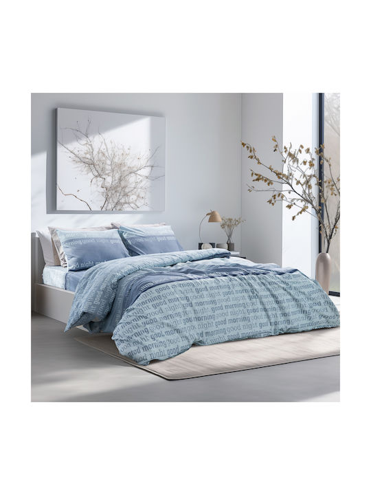 Lino Home Nuvet Σετ Μαξιλαροθήκες Μπλε 52x75εκ.