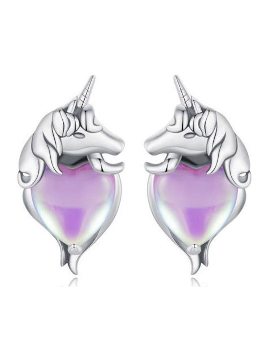 Daskalakis Hypoallergenic Kids Earrings Studs Unicorns Silver