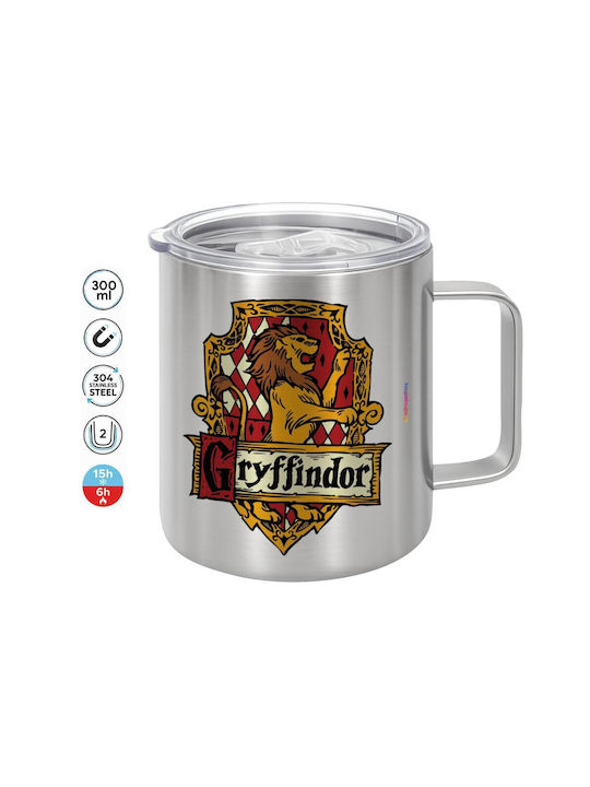 Koupakoupa Gryffindor Tasse Metallisch Mit Deckel Silber 300ml