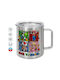 Koupakoupa Back To The School Mario & Friends Metallic Mug with Lid Silver 300ml