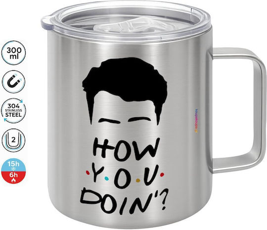 Koupakoupa Friends How You Doin? Κούπα Μεταλλική με Καπάκι Ασημί 300ml