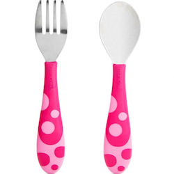 Munchkin Βρεφικό Σετ με Πιρούνι Toddler Fork & Spoon από Μέταλλο για 12+ μηνών Ροζ 2τμχ