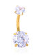 Touch Belly Button Piercing Earring Gold Plated Steel White
