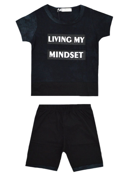 Set De Îmbrăcăminte Pentru Copii Cu Pantaloni Scurți Vară 2 Bucăți Negru Tie Dye