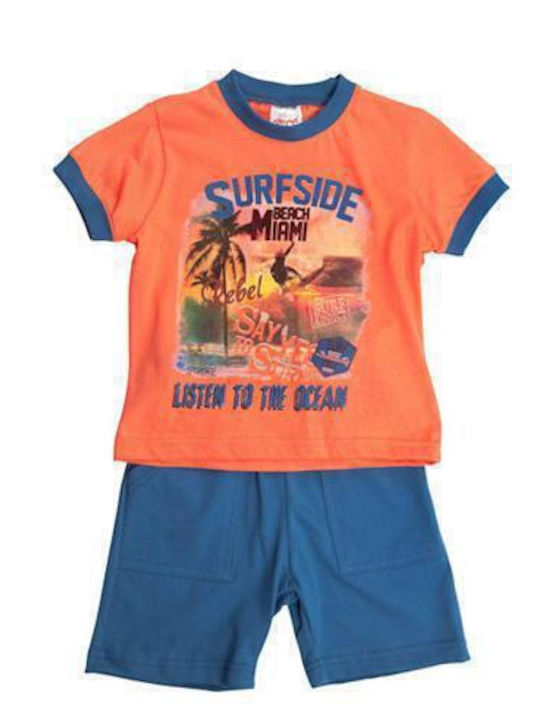 Kids Set with Shorts Summer 2 Pieces Orange Blue