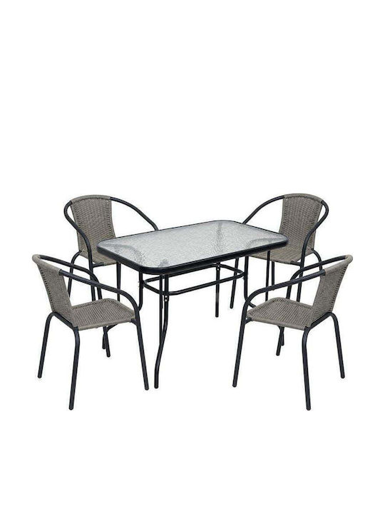 Baleno Garten- und Outdoor-Möbelsets 4 Stück Schwarz E240,18W