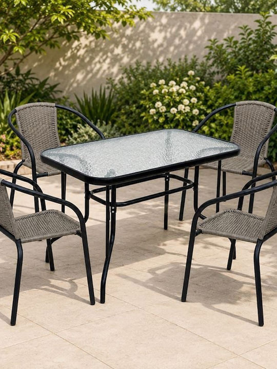 Baleno Garten- und Outdoor-Möbelsets 4 Stück Schwarz E240,18W