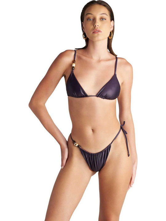 Bikini Slip με Κορδονάκια Μπρόνζε