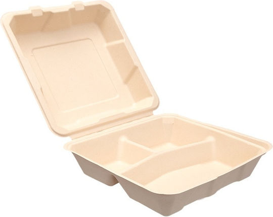 Tefaco Set 50 Salad Boxes Made Of Sugar Cane 23x23x5cm