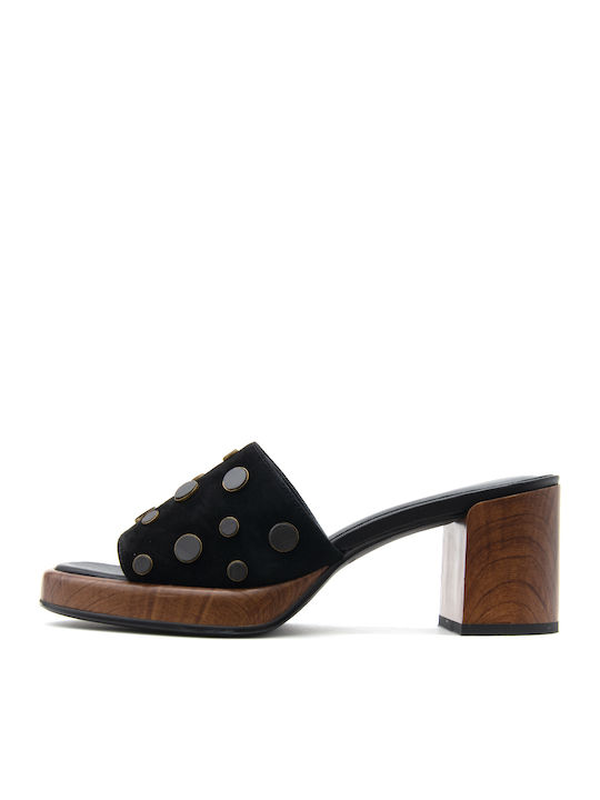 Noa Harmon Suede Mules Μαύρα