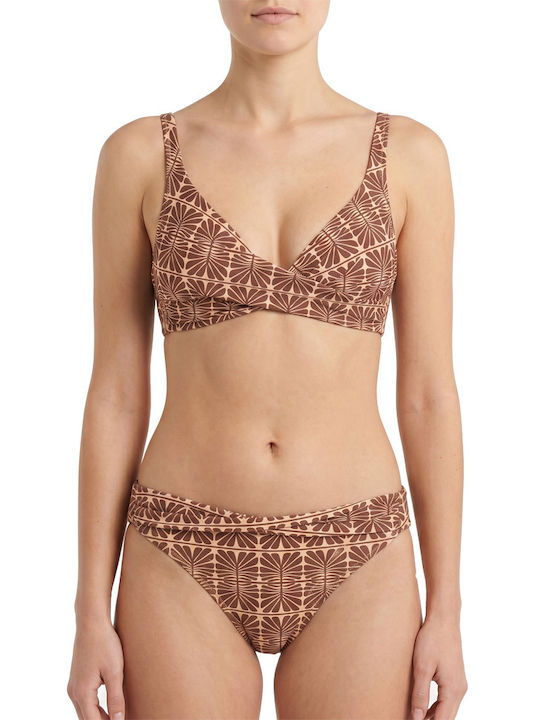 Γυναικείο Μαγιό Bikini Χωρίς Μπανέλα Ντραπέ Καφέ