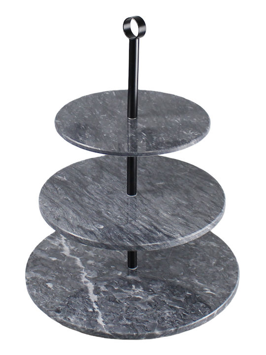 Espiel Πέτρινη Εταζέρα Μαύρη Ø30xY36cm