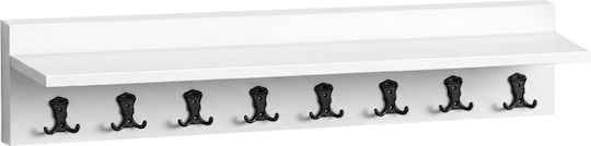 Megapap Wall Hanger Vettini Wooden 16 Hooks White 100x20x12cm
