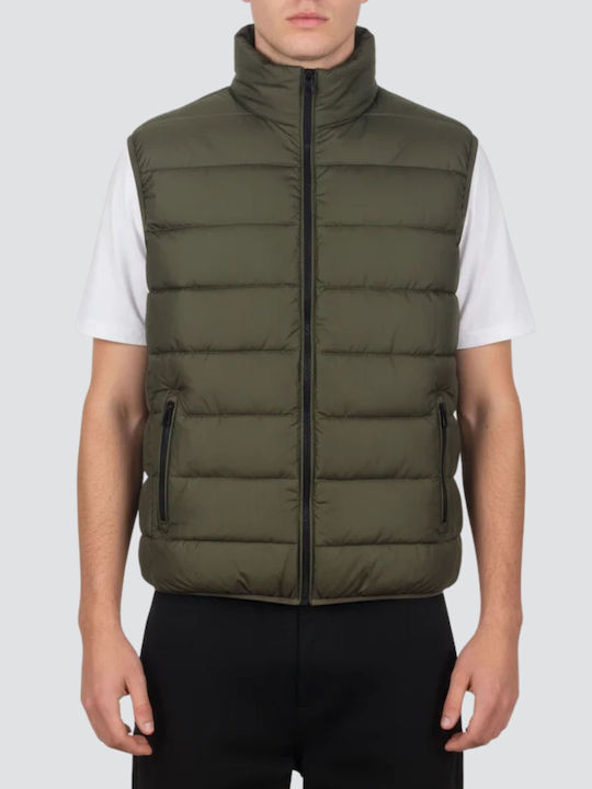 Paco & Co Ärmellose Puffer Jacke Khaki