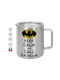 Koupakoupa Keep Calm & Call Batman Κούπα Μεταλλική με Καπάκι Ασημί 300ml