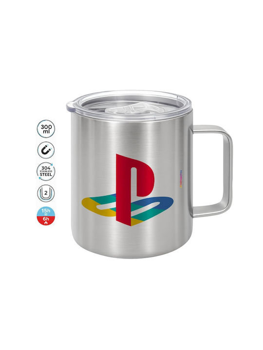 Koupakoupa Double Wall Metallic Mug with Silver Lid 300ml