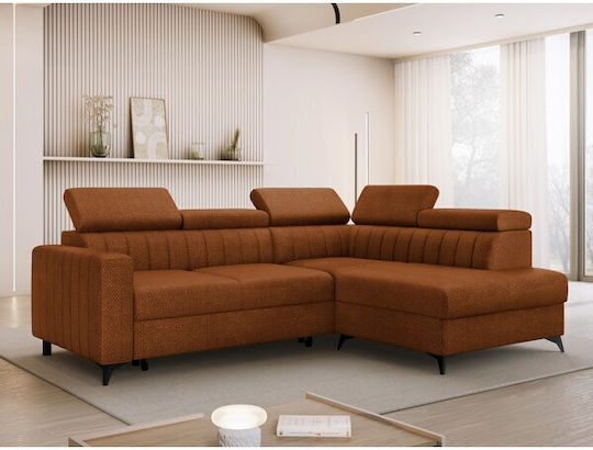 Columbus 202 Corner Couch Bed with Right Corner & Storage Space Orange 94x88x88 cm
