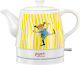 Pippi Keramik-Wasserkocher 0,8l 1750w Automatisches Abschalten Glückliches Pippi Design Weiß Gelb