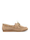 Leather Women's Boat Shoes in Beige Colour