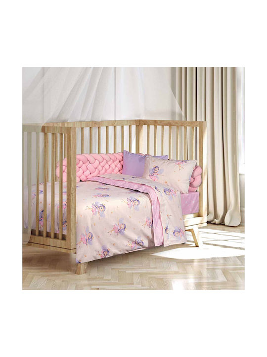 Alouette Set Baby Crib Cotton Sheets Fairy Pink 130x170cm 3 Pieces