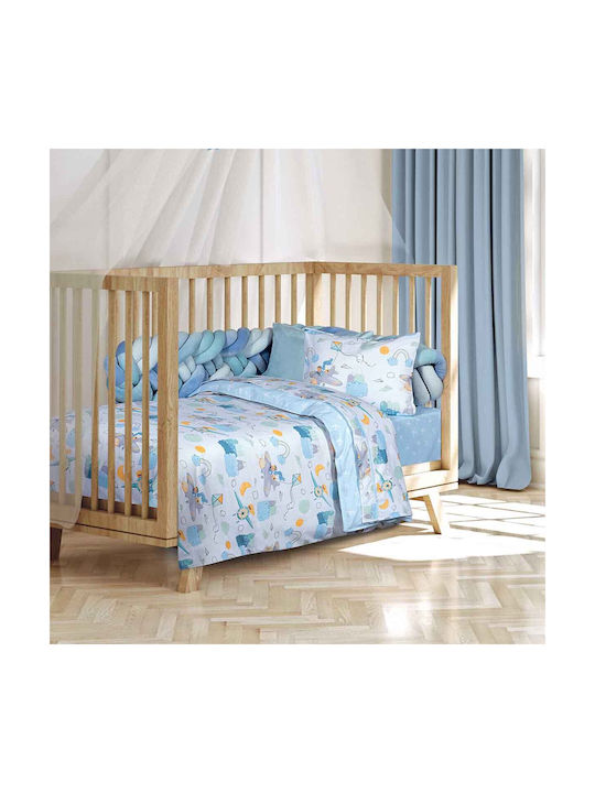Alouette Set Baby Crib Cotton Sheets Airplanes Blue 130x170cm 3 Pieces